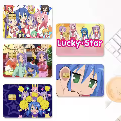 Anime Lucky Star Credit Card Stickers Skin for Bank Debit Decorative Protection 4PCS Anti-scratch Wa