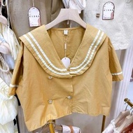 sailor top kemeja blouse kerah crop atasan collar seifuku serafuku seragam sekolah jepang korea jk h