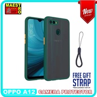 Acrylic case Oppo A12 silikon case 2 tone doft with oil casing bumper CASE MATTE FREE STRAP TALI HP