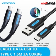 VENTION CABLE DATA USB TO TYPE C 1.5M 3A COKBG (USB A MALE TO USB C MALE) | USB TYPE C DATA CABLE FA