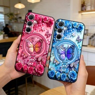 Case for Samsung A05s printed (flat) with 3D beautiful rose and butterfly effect