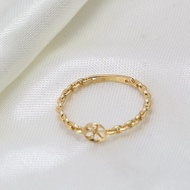 18K Gold Cross Chain Ring Empty Holder Pearl Ring Accessories diy Jewelry Jewelry Handmade au750 Rin
