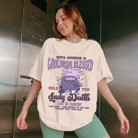 Nesta Archeron ACOTAR Cauldron Blessed Lady Death Band T Shirt Sarah J Maas Velaris Crescent City Rh