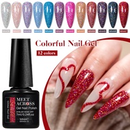 MEET ACROSS 7ml Nail Gel Polish Glitter Color Gel UV Art