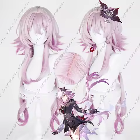 HSR March 7th Evernight Cosplay Wig 100cm Long Pink Gradient Heat-Resistant Synthetic Hair