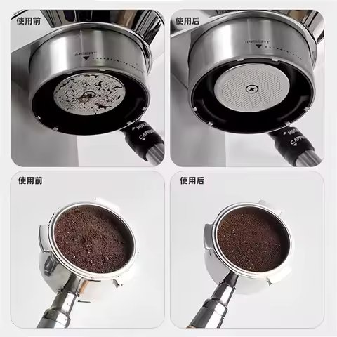49/51/53/58mm Reusable Coffee Puck Screen with Wood Base Single Layer Coffee Filter Mesh Coffee Hand