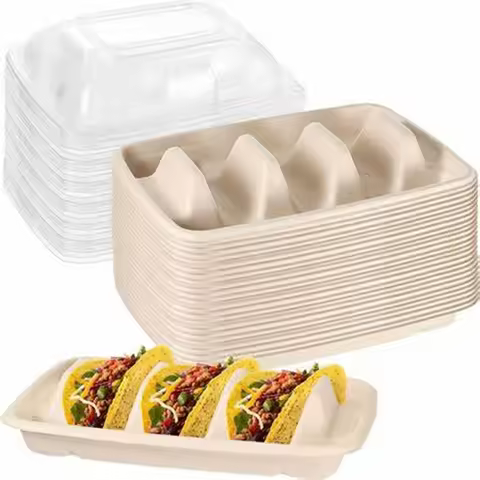 20/30pcs Mexican Taco Pancake Shelf Holder Tortilla Wave Shape Tray Stand for 3 Tacos Disposable Piz