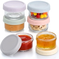 VITEVER [6 Pack] Salad Dressing Container To Go, 2.7 oz Glass all Condiment with Lids, Dipping Sauce