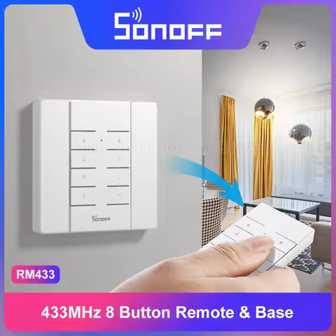 SONOFF RM433 433MHz RF Remote 8 Button One Key Pairing Works with 433Mhz Sonoff Smart Home Switches 