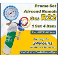[ Murah Package 2]R22 Single Gauge + Hose + Cap Tap R22 + 1 Bottle 800g R22 Gas
