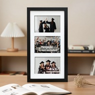 3-Photo Black-and-White Frame 8x16in, Holds 4x6 or 5x7 Prints for Bedroom Desktop