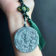 天然緬甸玉翡翠 烏雞帶綠龍牌 包掛 天然石 jadeite 禮物
