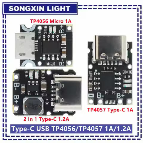 Type-C USB TP4057 1A Lithium Battery Charging Protection Board Module Polymer Battery Over TP4056 Wi