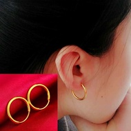 New Arrival Saudi Gold 18k Pawnable Legit Earrings Female 2.3 cm Wide Glossy Earrings Jewelry Gold V