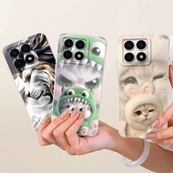 For Honor X8a Case CRT-LX1 CRT-LX2 Cute Cartoon Rabbit Cat Liquid Silicone Soft Cover For Honor X8b 