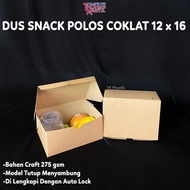 ECER Dus Snack 12x16 KRAFT Coklat Polos 275gsm / Box Kue Roti