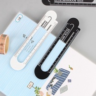 12cm Metal Ruler Pembaris Besi Paperclip Bookmark Ruler Metal Black White Markers Measuring Ruler Sc