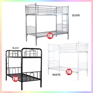 SOLID METAL DOUBLE DECKER BED FRAME BEDFRAME ADD ON MATTRESS (ASSEMBLY INCLUDED)