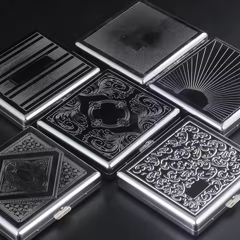 1pcs Cig Storage Box Holder Portable Metal Cigarette Silver Case Cover Hold for 20 Cigar Flip Open T