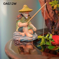 OAG12W Jiang Tai Gong Fishing, DIY Aquascape Decorative Old Man Fishing Ornament, High Quality Minia
