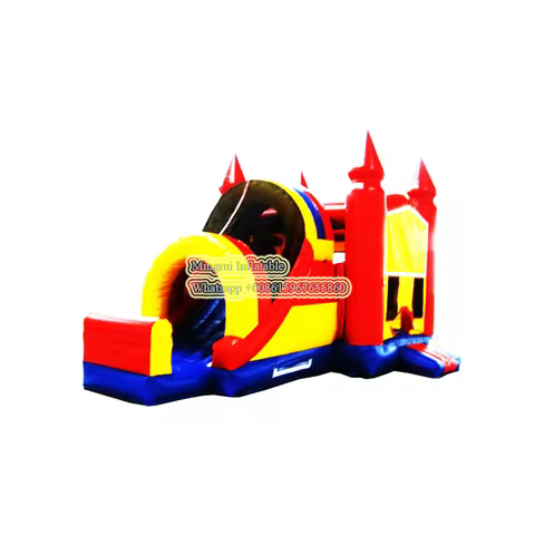 8.5x4m Inflatable bouncer slide combo for sale/PVC inflatable bouce house Tunnel with slide for kids