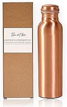 THE ART BOX Copper Water Bottle 34 Oz / 1000 ml Large with Anti Slip Bottom Leak Proof Lid Ayurvedic Pure Copper Vessel for Drinking, Travel, Sports, Fitness and Yoga
