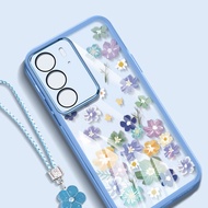 YBD INS Phone Case For OPPO A3X 5G 4G A3 NFC A40 A40M A60 5G Blues Flower Colorful Personality Shell