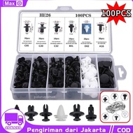 DE6 - 100PCS Universal Car Rivet Bolts Bumper Clips Plastic Car Body Bolts Nmax Motorcycle Clip Butt