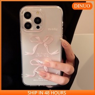 Transparent Transparent Ballet Pink Knot Phone Case Suitable for iphone15/14promax/13/12/11/XR/XS/X/XSMAX/7/8PLUS-DINUO