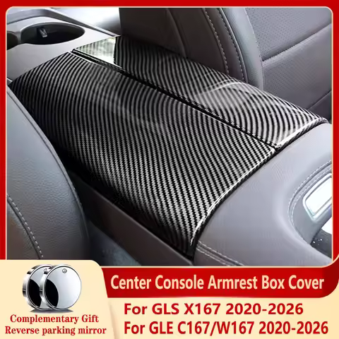Car Carbon Fiber Center Console Armrest Box Cover Trim for Mercedes Benz GLS X167 GLE W167 GLE53 C16
