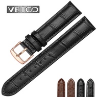 VETOO-dimensional way watch band genuine leather PIN for Tissot Casio DW Mido Longines King for men