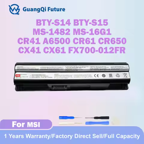 GuangQi BTY-S14 4400mAh 49Wh BTY-S15 For MSI Laptop Battery MS-1482 MS-16G1 MSI GP60 GE60 CX41 CX61 