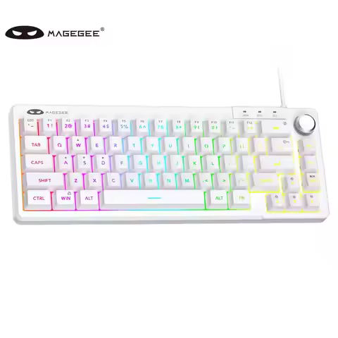 MageGee TS68 Mini 60% Membrane Keyboard, RGB Backlit, 66 Keys OEM Profile Ergonomic Design for Gamin