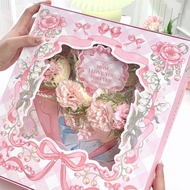 Cupcake Hamper Box Pink Cupcake Box Flower Bouquet Ribbon Cupcake Box