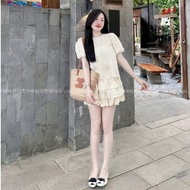 Top and skirt set, lace top and 2-layer flared skirt set T151(Z6)