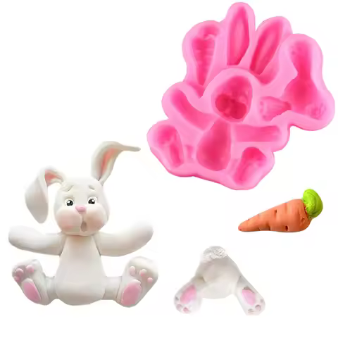 3D Rabbit Easter Bunny Silicone Mold Fondant Cake Mould Cupcake Decorating Tools Confeitaria Chocola
