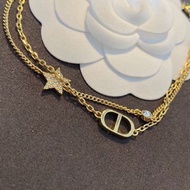 Dior CD雙鏈星星 手鏈 女款 金色200(貨號：wcug0l)