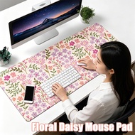 30*80/40*90cm Floral Daisy Print Mouse Pad Non-Slip Rubber Desk Mat Easy Clean Home Office Use