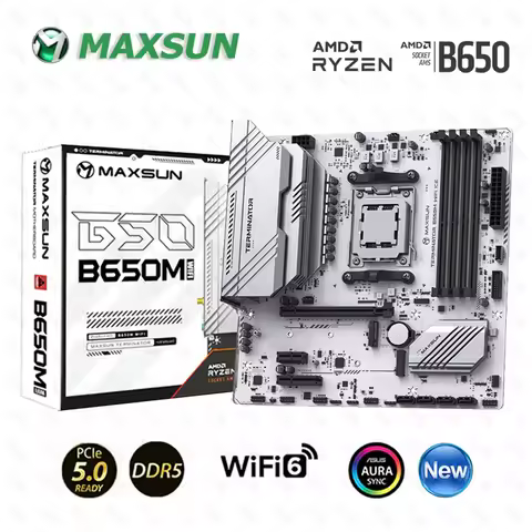 Maxsun B650M Motherboard Support Ryzen 7000-9000 DDR5 Max 192GB OC8000MHz+ ARGB 2*M2 NVME Onboard WI