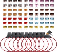TMH 10 Pcs of Fuse Holder 18 Gauge Wiring Harness ATC/ATO Blade Automotive Fuse Holder, Inline Fuse 