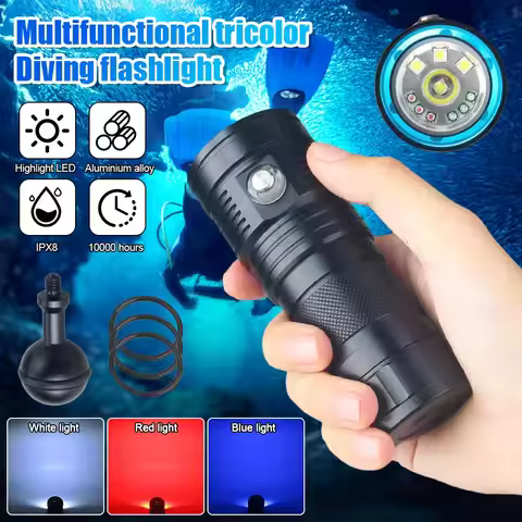 80W Professional Underwater 100M 10LED Diving Photography Fill Light Waterproof IPX8 White+Red+Blue 