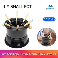 Mini Stainless Steel Fondue Pot Set Cheese Chocolate Fondue 6 Dipping Forks and Removable Pot Melts