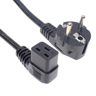 EU Euroepan Schuko CEE7/7 plug to Right Angle C19 L-shaped Power Cable for Server/PDU, Connected to 