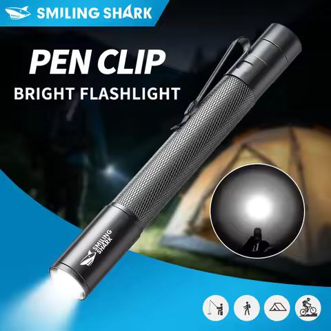 SMILING SHARK Portable Flashlight Led Super Bright Penlight Zoomable Pen Light Working Repairing Eme