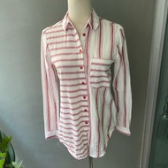 USED Topshop cut back striped shirt size US 2