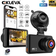 EKLEVA 4K WiFi Dash Cam for Cars Front and Rear Dual Lens Auto Dashcam Time-lapse Video Built-in Wifi Support 24H Parking Monitor