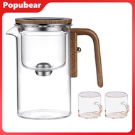 Woeuri Heat Resistant Teapot 520/720ml Heat Resistant Glass Teapot with Wooden Handle Perfect for Te