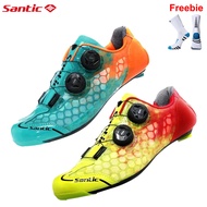 Santic Men Cycling Shoes for Road Cleats Breathable Carbon Sole Athletic Racing Team Locking Bike Bicycle Sneakers