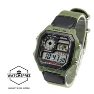 [Watchspree] Casio Men's Standard Digital Green Cloth Band Watch AE1200WHB-3B AE-1200WHB-3B
