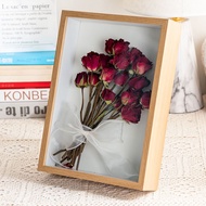 SG Stock 10inch Simple DIY Photo Frame Hollow 3CM Glass Shadow Box for Wedding Flower Dry Flower Specimen Plant Art Collection/Valentine's Day Gift